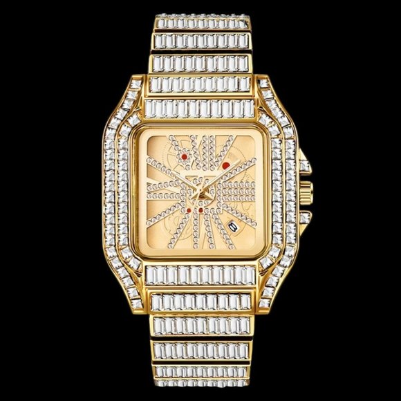 Square Diamond Luxury Design Iced Out Watch - Picture 1 of 7